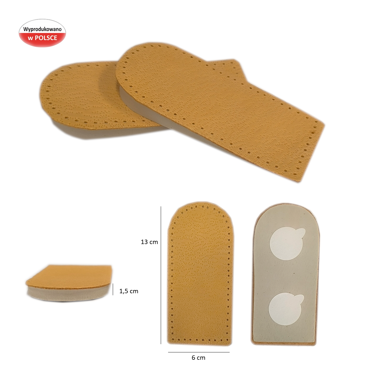 Podpiętki podwyższające ze skóry naturalnej owczej pekari - obrazek 3