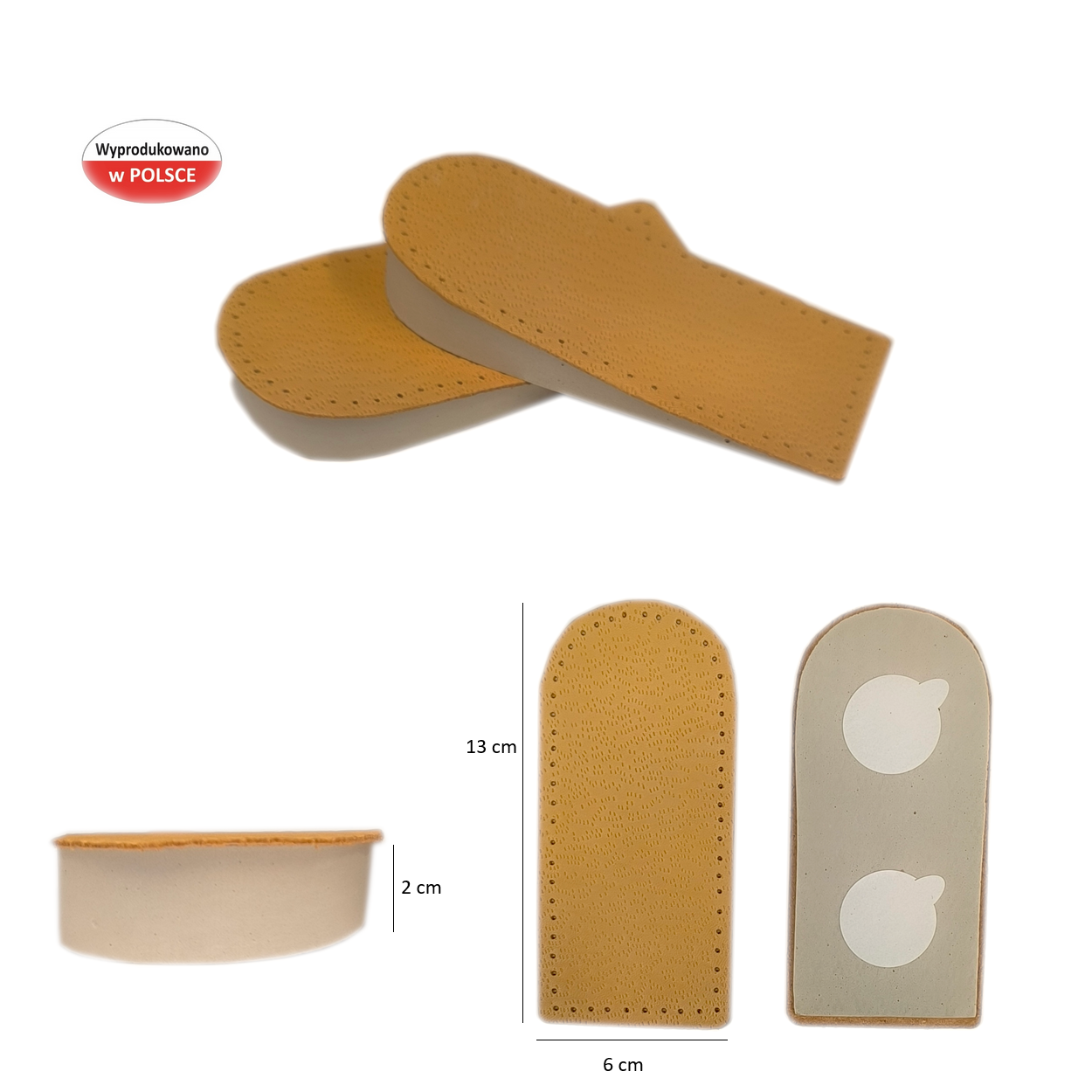 Podpiętki podwyższające ze skóry naturalnej owczej pekari - obrazek 4